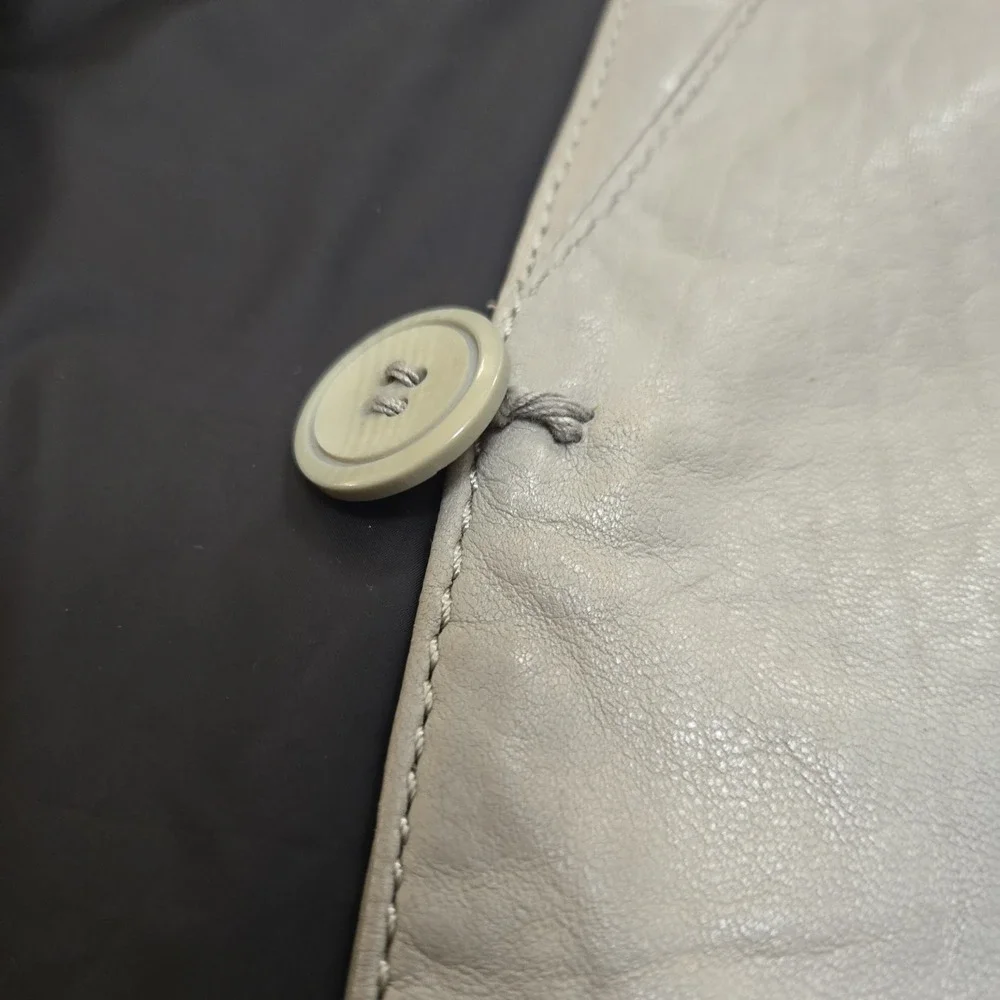 Bod & Christensen Notched Leather Jacket Blazer Single Button Grey Chic Womens L